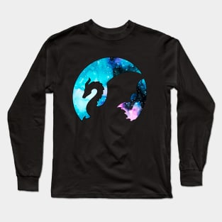 Spiny Galaxy Dragon Silhouette Long Sleeve T-Shirt